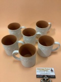 Set of 6 ceramic mugs, made in Japan, approximately 5 x 4 in.