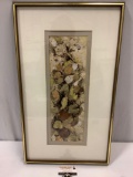 Vintage framed original mixed media collage Fall by Gudram Brask, approx 17 x 30 in.