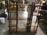 Vintage wood shelf system, collapses down flat, sold as is, approximately 72 x 71 x 14 in.
