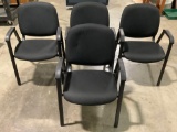 Set of 4 Marco Group stacking metal conference chairs w/ black upholstery