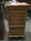 Wood jewelry cabinet w/ 8 drawers, 2 side closets and top compartment with mirror