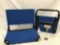 Pair of Cascade Mountain Technologies folding blue canvas camp chairs