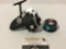 DAM Quick 330N fishing reel w/ tackle, approx 6 x 6 x 5 in.