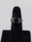 Women's 2 karat ring sapphire? Beautiful with diamond chips 10k gold-4.3g total