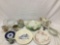 Vintage lot of home decor; RS Germany plate, Homer Laughlin, Ridgway, Stratford, Oneida, crystal