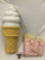 2 pc. lot of concession advertising pieces; Safe-T Cup ice cream cone, Pop Corn 3-D wall art