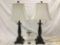 Pair of matching modern table lamps w/ shades, tested and working, nice condition.