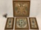 4 pc. lot of vintage framed Native American sand art paintings, approx. 13 x 13 in. largest.