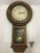 Vintage Linden Chime wooden case wall clock w/ pendulum, approx 15 x 29 x 4 in.