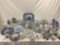 lot vintage flow blue china; plates, tea pots, Amphora jar, Sadler, Booths, delft blue - Holland,