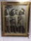 Huge ornate framed original canvas painting of ancient Roman statues by unknown artist, approx 60 x