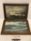 2 pc. lot of vintage framed mid century framed ocean wave art prints; Alaska Coast - A 6.5 mile gale