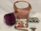 4 pc. lot Dooney and Bourke purse (shows wear), 2 x Dooney and Bourke wallets, Coach purple handbag.