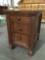 Wood 3-drawer nightstand/ end table, approx 16 x 22 x 23 in.