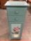 Modern wood cabinet w/ 2 drawers, nice hand painted pink potted plant design, approx 15 x 12 x 41