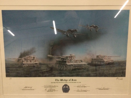 Framed signed German WWII art print w/ COA: The Wedge of Iron, Michael W. Wooten, 526/1000,