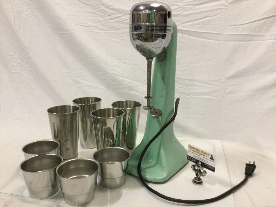 Vintage OSTER milkshake blender w/ steel cups, tested/ needs maintenance. Sold as is.