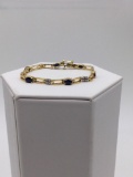 Elegant women's Diamond and Sapphire 14k gold bracelet. 10g
