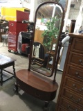 Vintage clawfoot dressing table w/ mirror and 1 drawer, approx 35 x 16 x 68 in.