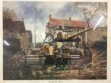 Framed hand signed / numbered WWII art print: Desperate Days by Michael W. Wooten, 220/1000