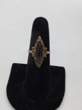 Antique tiger eye? ring Women's size 9 marked rare Native Gold tested solid at 14k 3.3g