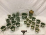 25 pc. lot of vintage Wedgwood glass party drink set; shaker, ice bucket, tumblers, cocktail glasses