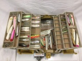 Plano Tackle box full of fishing gear: lures, jigs, hooks, many styles, see pics.