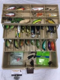 Fenwick 1080 Tackle box full of fishing gear: lures, hooks, many styles, nice collection