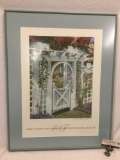 Framed hand signed/ numbered limited edition garden gate art print by Carol Stetcher Jones, 122/750