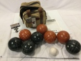 Sportcraft Rivoli Bocce Set w/ 9 balls, canvas bag w/ leather straps, measuring wand, nice