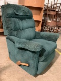 La-Z-Boy Green upholstered recliner armchair, good condition, approx. 34 x 30 x 39 in.
