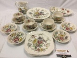 Mixed lot vintage ironstone tea set: Spode - Copeland, Sheraton by Johnson Bros, sold as is