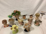 Collection of mid century decorative ceramic planter lady bust vases: Relpo, Nippon, Inarco, see
