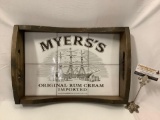 Vintage RARE Myers Rum - Original Rum Cream Imported wood serving tray w/ printed ceramic tiles