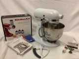 KitchenAid Custom mixer w/ blade, bowl, booklet and Fresh Prep Slicer/ Shredder in box,