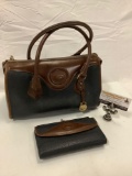 Dooney and Bourke all weather leather ladies handbag w/ matching wallet, made in USA
