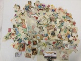 Stamp collection. Many...styles of postmarked stamps