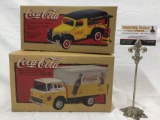 2 pc. lot ERTL diecast metal 1/25 scale COCA-COLA Coke delivery trucks in box: 1947 canopy delivery