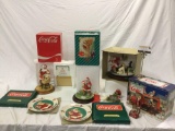 9 pc. lot of NICE Coca-Cola COKE Christmas Holiday SANTA CLAUS porcelain figurines w/ box/COA; Royal