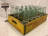 Vintage wood Coca-Cola Coke bottle crate w/ 24 glass bottles, nice collection.