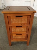 Modern 3-drawer nightstand/ end table/ linen cabinet, approx 18 x 15 x 31 in.
