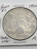 Peace Silver dollar 1926-D AU (better date).