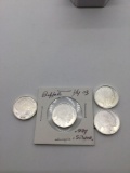Set of 4 pure Silver coins, 1/4 oz. Buffalo rounds.