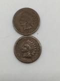 Two scarce date coins, Indian cents: 1864 and 1865