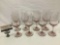 8 pc. lot of pink tinted glass wine glasses, approx 7 x 3 in.