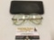 Vintage aviator frame glasses w/ case, approx 6 x 5 x 2 in.