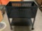 Modern black metal file cabinet rolling office cart, approx 24 x 14 x 28 in.