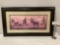 NiceY framed wildlife elk scenic art print in pink tones , approx 27.5 x 15.5 in.