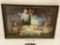 Antique framed courtyard print by P. Atkinson Fox, approx 17.5 x 11.5 in.