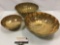 3 pc. lot of JW brass bowls made in Korea, approx 9.5 x 4 in.